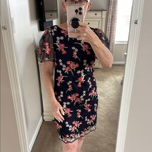 Jessica Howard Petite Navy Blue Floral Dress